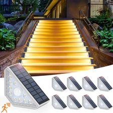 Motion Sensor Solar Stair Lights Outdoor, 8-Pack Super Bright LED Solar Power...