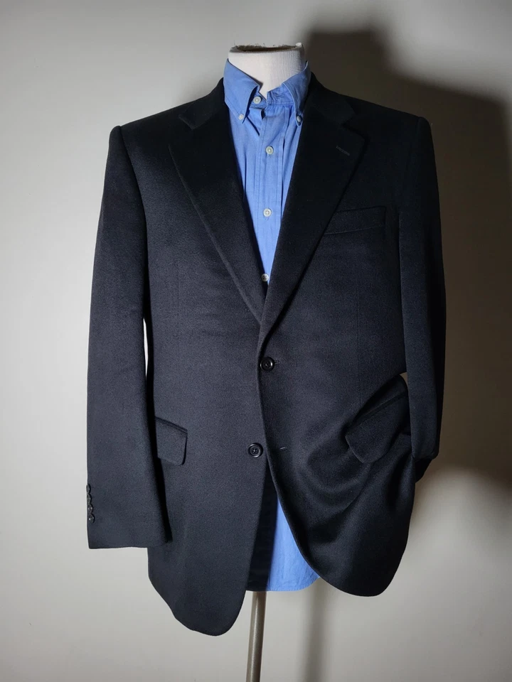 42升Jack Victor Loro Piana羊绒粗花呢黑色西装外套运动外套夹克全新无标签 — 第 2/4 张图片