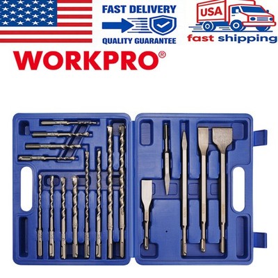 WORKPRO 17-Piece SDS-Plus Rotary Hammer Drill Bits Chisel Set High-Quality Bits