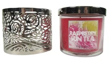Bath & Body Works RASPBERRY SUN TEA 1-Wick 4 Oz. Candle With Silver Sleeve NEW