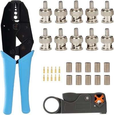 TLS.eagle BNC RG58 Plug Crimp Connector and Tool, Rg58 Connectors