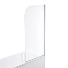 Shower Screen 1400mm 6mm Thick Glass Chrome Over Bath Panel Door Curved Edge