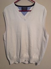 Vintage TOMMY HILFIGER GOLF Sweater Vest Men  s XL White 100 Cotton Preppy 90s