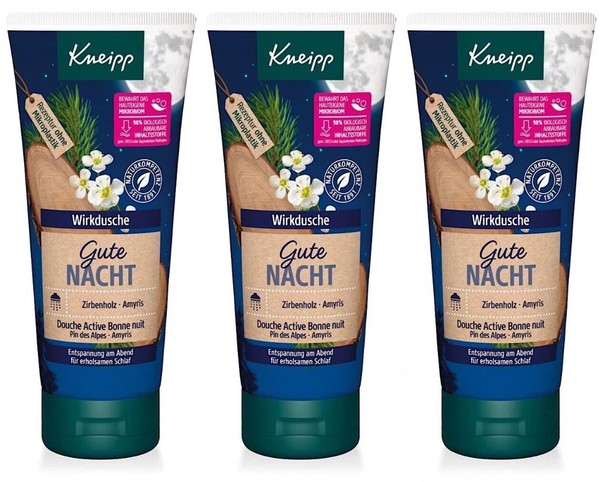 Kneipp Gute Nacht Wirkdusche Duschgel Shower Gel Zirbenholz & Amyris 3X 200Ml-image