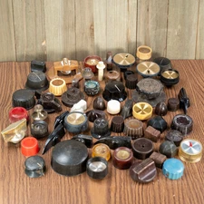 50+ Vintage Radio / TV / Equipment Knobs Used Midcentury Plastic Bakelite LOT