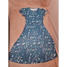 Floral Print Puff Sleeve Midi Dress Size Large (Unbranded)