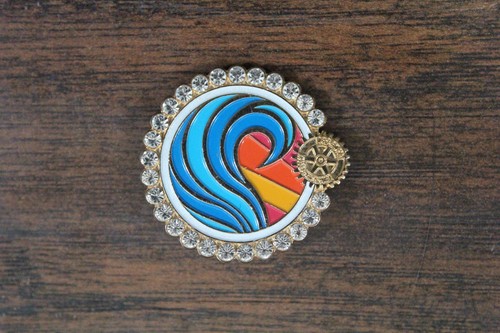 Rotary International Scarf Clip Be the Inspiration 2018-2019 Rhinestone Brooch