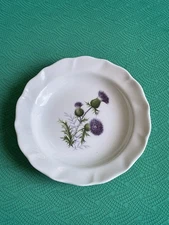 Vintage Luckenbooth Bone China Pin Dish 4.75”   Purple Flower Thistle
