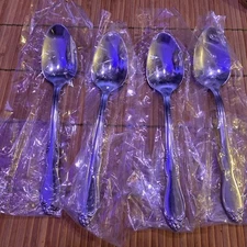 4 New Simeon L & George H Rogers Oneida Ltd HOMESTEAD Stainless 6" Teaspoons