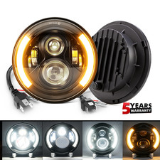 7" Black LED Headlights w/ Halo DRL for 1997-2017 Jeep Wrangler JK CJ TJ Hi Low