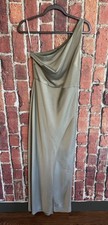 Bhldn 'Dylan' Green One-Shoulder Satin Bridesmaid Dress Side-Slit Gown Size 6