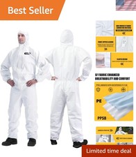 Hazmat Suit Disposable Coverall Full Body Painters Suit in 7 Sizes with Mul...