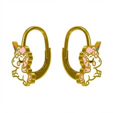 Kinder Ohrringe Einhorn Pony 925 Silber vergoldet Mädchen Ohrhänger Kind...