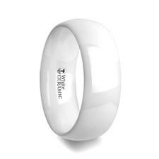 Ivory Domed Polish Finished White Ceramic Ring
