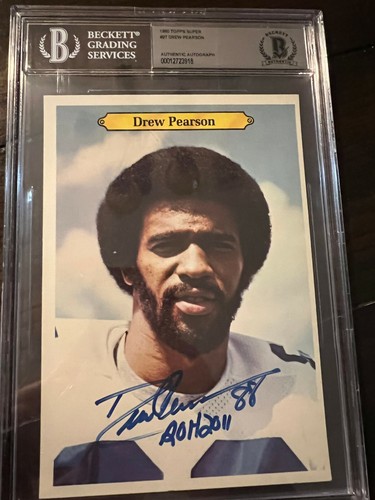 1980 TOPPS SUPER DREW PEARSON HOF BAS AUTHENTIC AUTO SLABBED INSCRIBED ROH 2011 - Picture 5 of 10