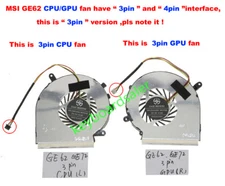 New 3pin CPU and GPU Cooling Fan For MSI GE62 GE72 PE60 PE70 GL62 GL72 GP62 GP72