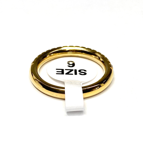 Anillo de mujer enchapado en oro de 18k banda de eternidad de acero titanio diamantes de imitación blancos talla 6 - Imagen 5 de 7