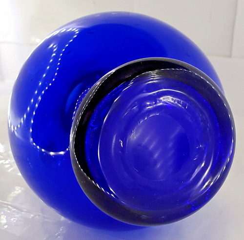 Handmade Wanda Glass Cobalt Blue Ewer Style Pitcher With Handle Made In Poland - Picture 21 of 24