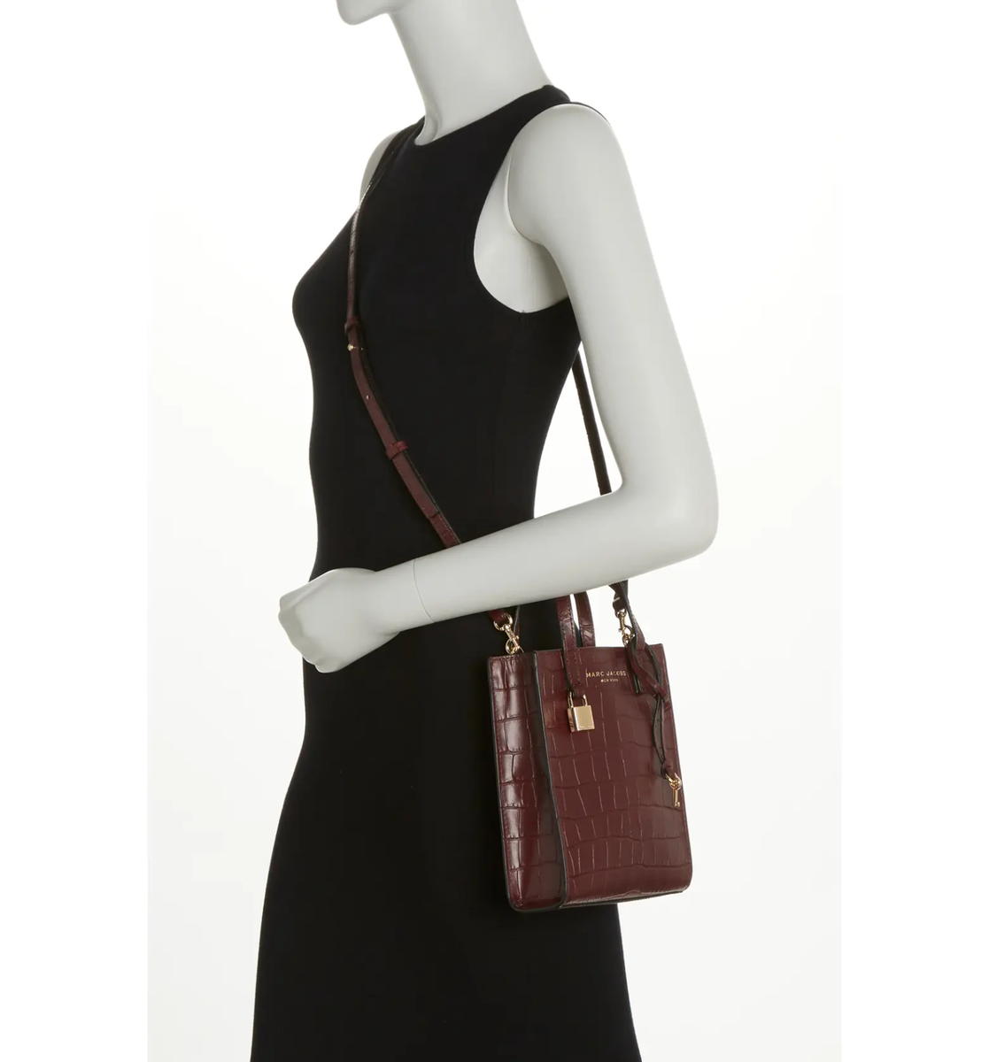 Marc Jacobs Micro Tote Croc Embossed Leather Crossbody Bag