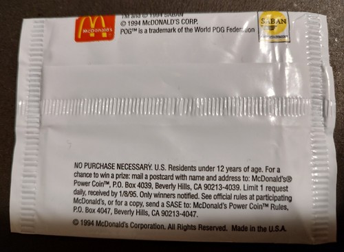 1994 Saban MIGHTY MORPHIN POWER RANGERS 16 POWER COIN / POG PACKS McDonalds - Picture 2 of 2
