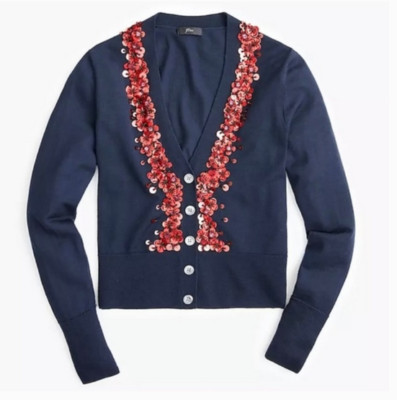 red sequin cardigan