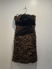 ASPEED Size Large Leopard Print Dress Peggy Big Bow Ruched Strapless Costume