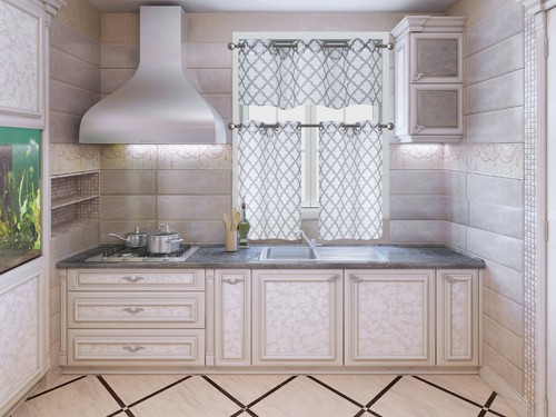 3PC KITCHEN PRINTED 2 TONE VOILE SHEER WINDOW CURTAIN VALANCE AND TIER PANEL - Picture 7 of 13