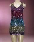 Impulsive Women's Mini Bodycon Dress Sleeveless Sequin Multicolor Size S