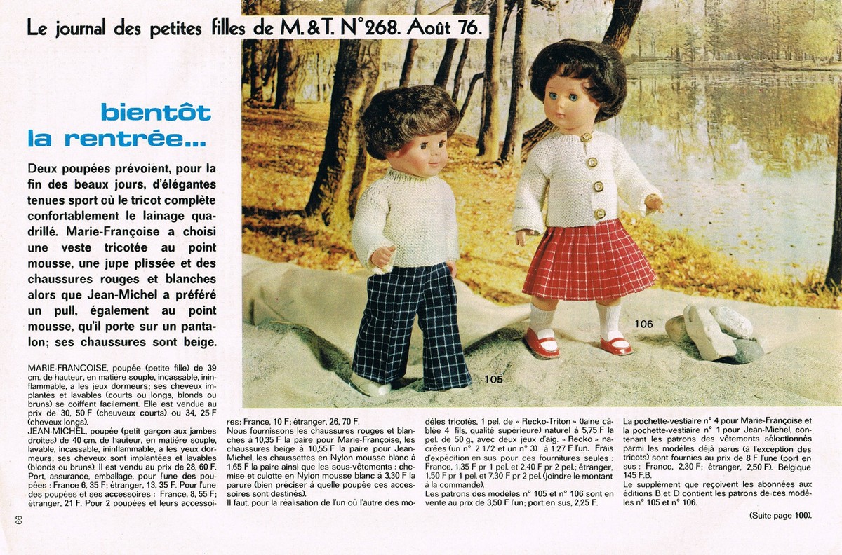 patron MODES ET TRAVAUX poupée Marie Françoise - 08/1976