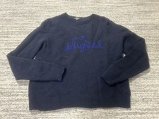 Uniqlo Sweater Women’s Small Blue Navy Wool Pullover V-Neck Casual Long Sleeve