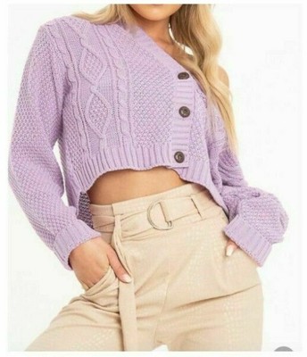 chunky knit cardigan cropped