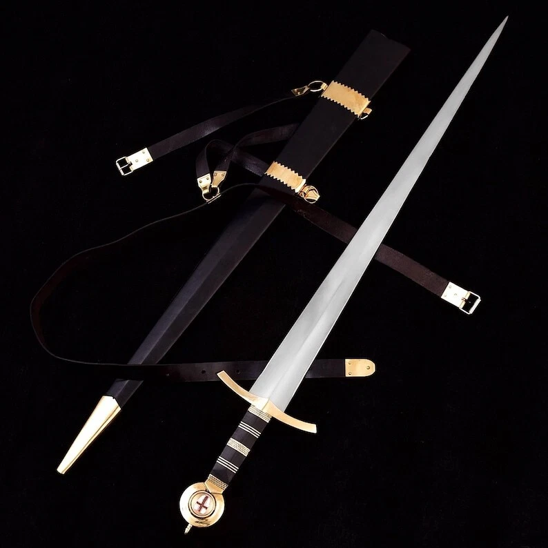 Custom & Handmade Carbon Steel Medieval Warrior Knight's Templar Full Tang Sword - Image 4 of 4