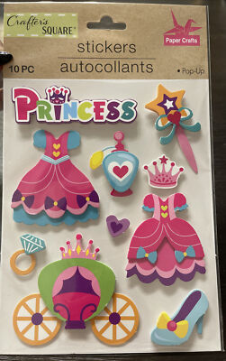 3D Princess Pink Dimensional Stickers 10 Pc