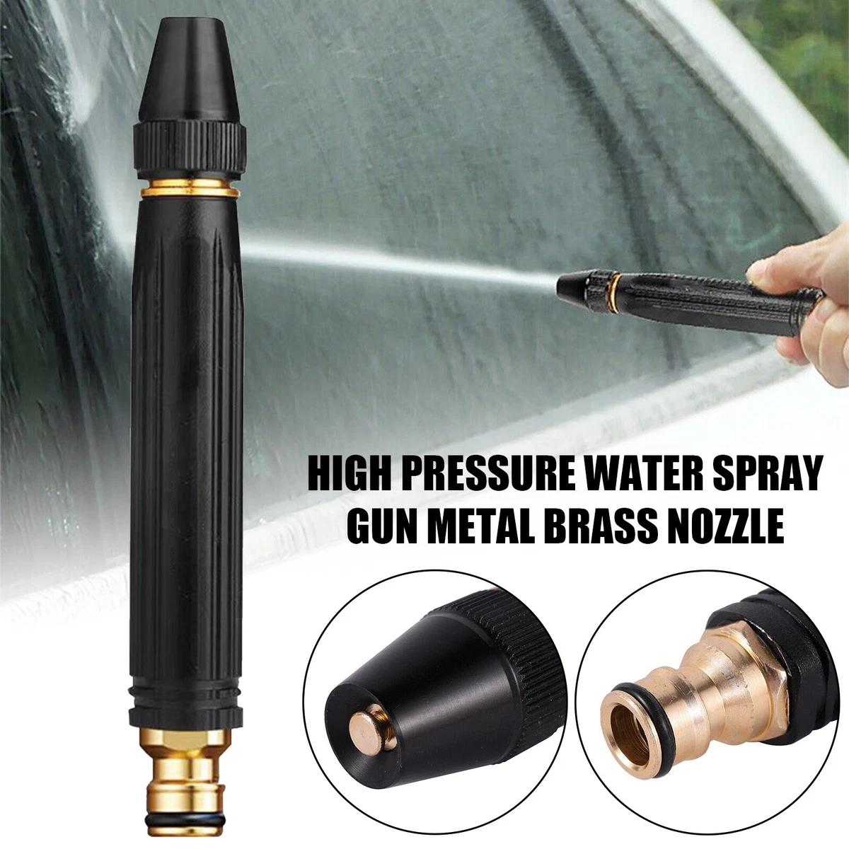High Pressure Water Spray Gun Metal Brass Nozzle Garden Hose Pipe