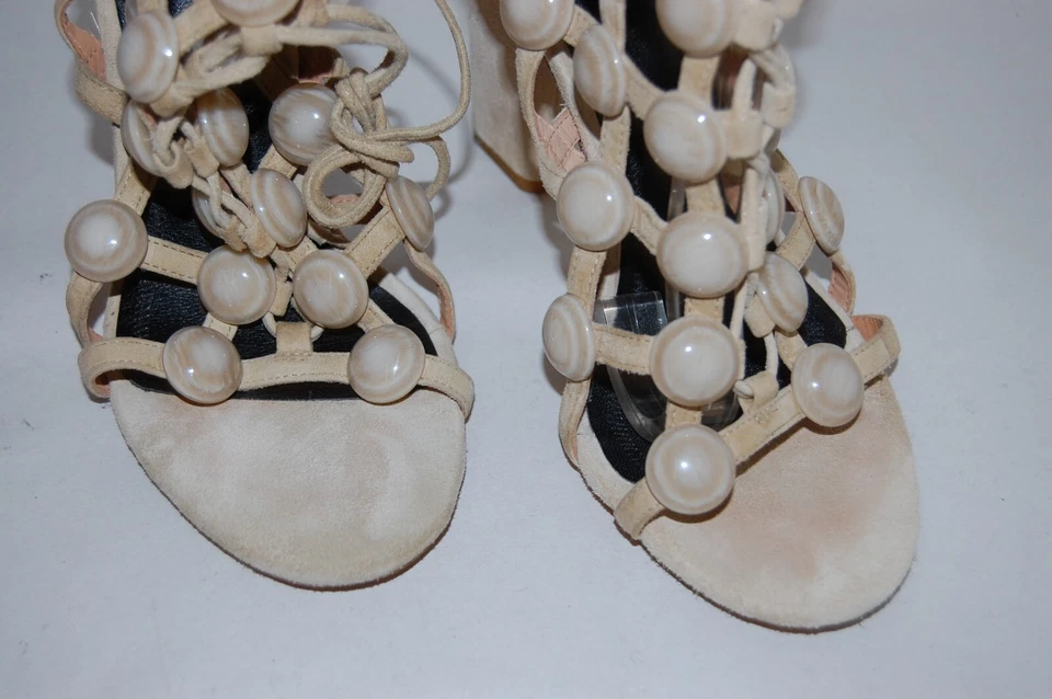36.5/6.5❤️ Alexander Wang NUDE Suede Leather Gladiator High Heels Sandals ITALY - Image 3 of 4