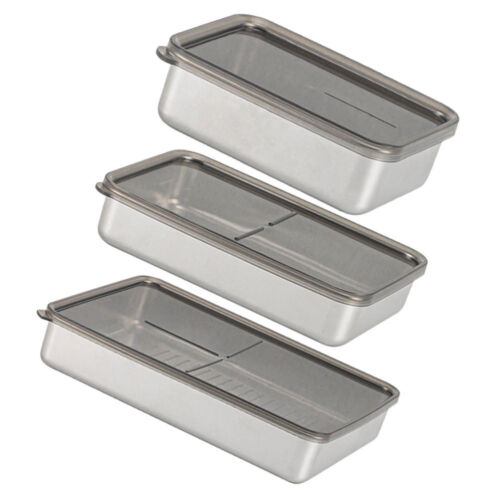 3Pcs Fridge Box Stainless Steel Food Box Food Container Large Capacity Storage