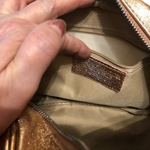 Borse In Pelle Leather Rose GolMetallic camera bag w tassels NWOT $ 120 - Picture 4 of 5