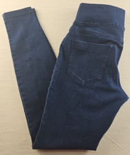 Hue Women's Size S Dark Blue Denim Knit Skinny Leggings Mock Front Pockets