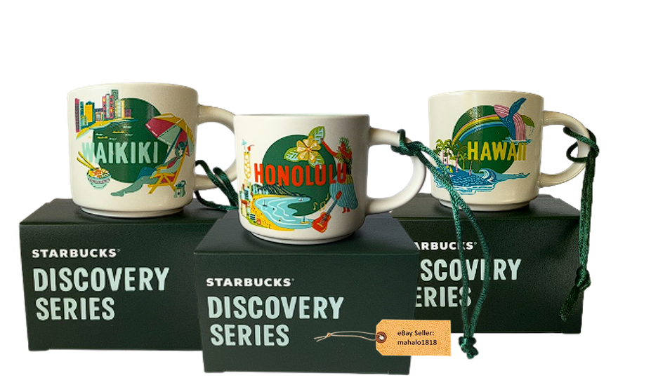 Starbucks Discovery Series Hawaii Waikiki Honolulu Bundle Ornament 2oz New