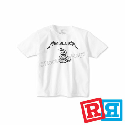 Metallica Black Album T-Shirt Cotton Crew Top Boys Toddler White Short Sleeve
