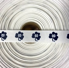 Notre Dame Blue Shamrock ND Inspired Grosgrain ribbon by the yard imperfect
