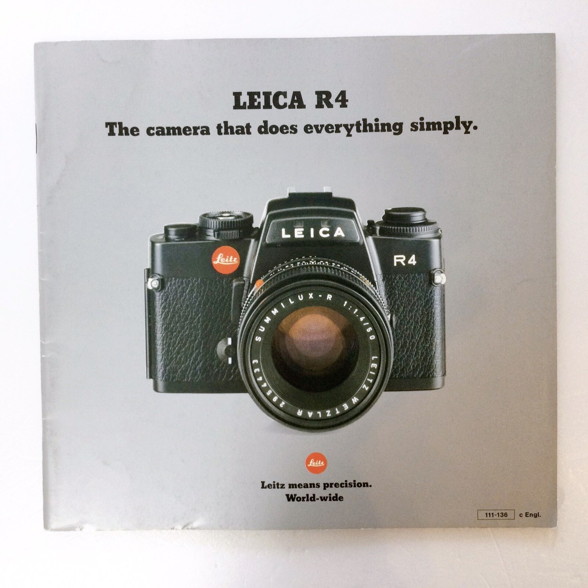 Leica R4 Film Camera ＆ Lens ＆ Accessories English catalog