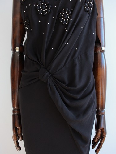 Christian Dior by John Galliano Spring 2007 Black Draped Silk Rhinestone Gown - Picture 7 of 12