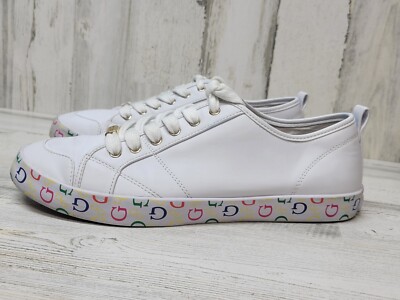 Guess sneakers women 10 White Lace Up Gold Logo Colorful G