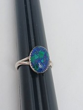 Unmarked Sterling Silver blue And Green Ring Size 7.25