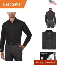 Premium Luxury Jet Black Dress Shirt - Point Collar - Adjustable Cuff