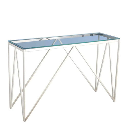 Smoked Glass & Chrome Console Table Brand New Home Furnishings Free Shipping New - Picture 4 of 5
