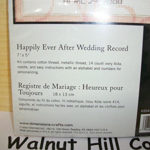 Dimensions HAPPILY EVER AFTER Wedding Record Counted Cross Stitch Kit 5x7 65045 - Picture 3 of 11