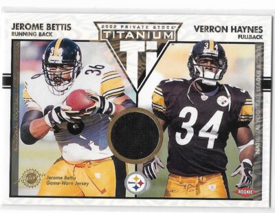 2002 Private Stock Titanium - #157 Jerome Bettis, Verron Haynes /1000 (MEM, RC)