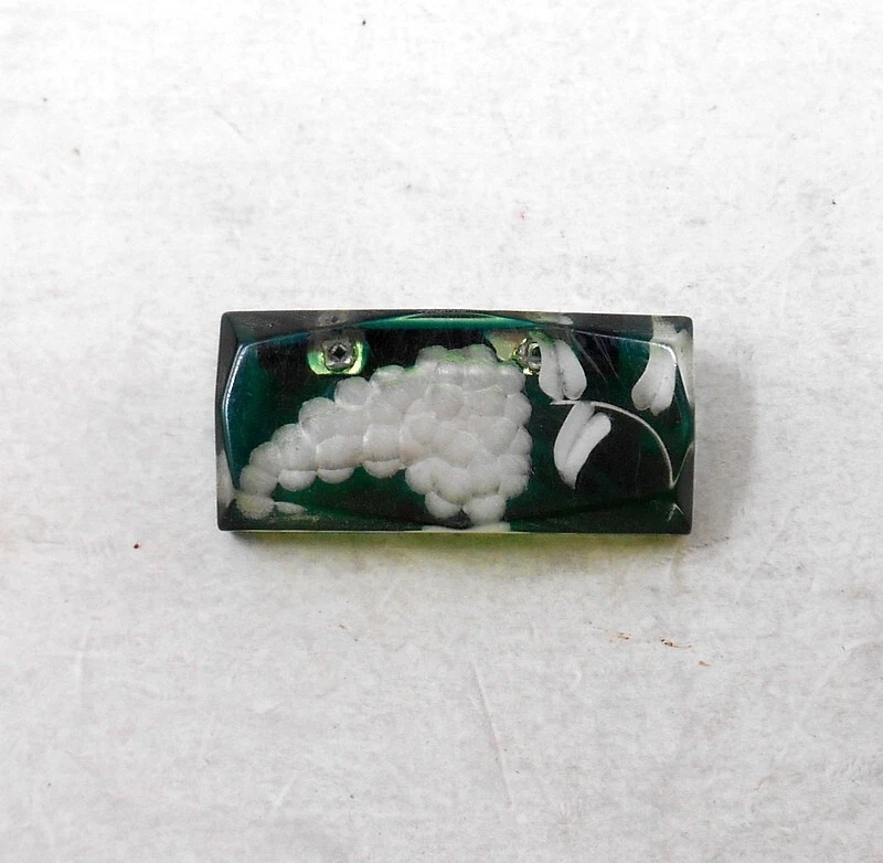 Broche Ancienne En Lucite – Motif Fleuri, Vintage, Très Bon état
